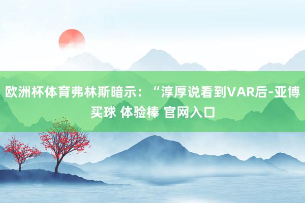 欧洲杯体育弗林斯暗示：“淳厚说看到VAR后-亚博买球 体验棒 官网入口