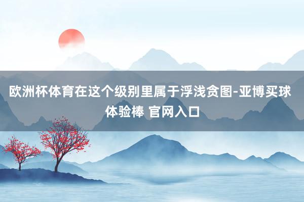 欧洲杯体育在这个级别里属于浮浅贪图-亚博买球 体验棒 官网入口