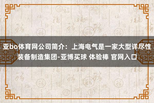 亚bo体育网公司简介：上海电气是一家大型详尽性装备制造集团-亚博买球 体验棒 官网入口